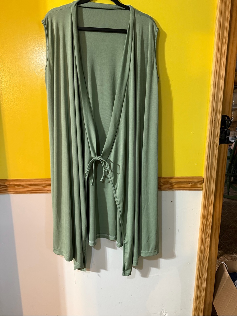 Sage Green Open Front Drape Cardigan